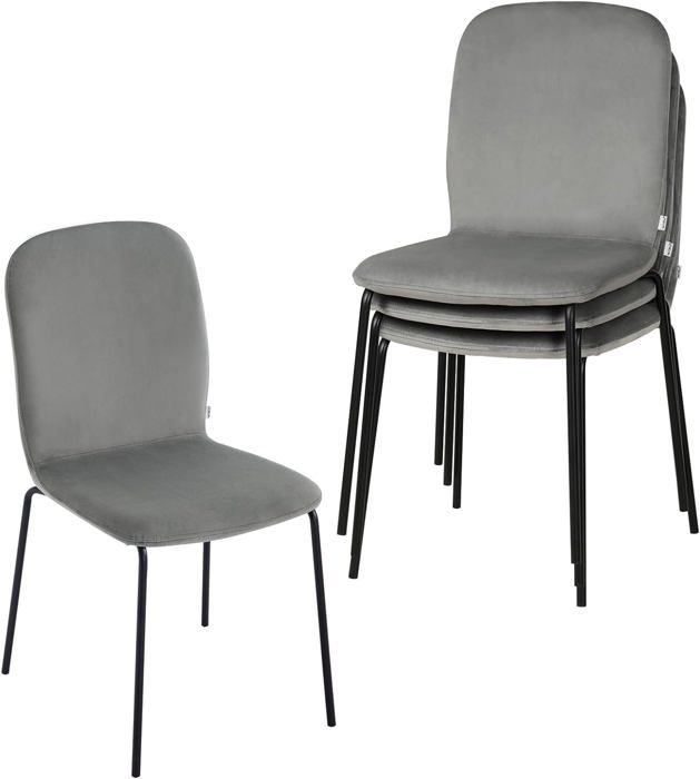WOLTU Chaise Salle à Manger Scandinave Lot de 4 Chaise de Cuisine Empilable en Velours Pieds en Métal Gris Foncé W0ATT0407-4 WOLTU Chaise Salle à Manger Scandinave Lot de 4 Chaise de Cuisine Empilable en Velours Pieds en Métal Gris Foncé W0ATT0407-4